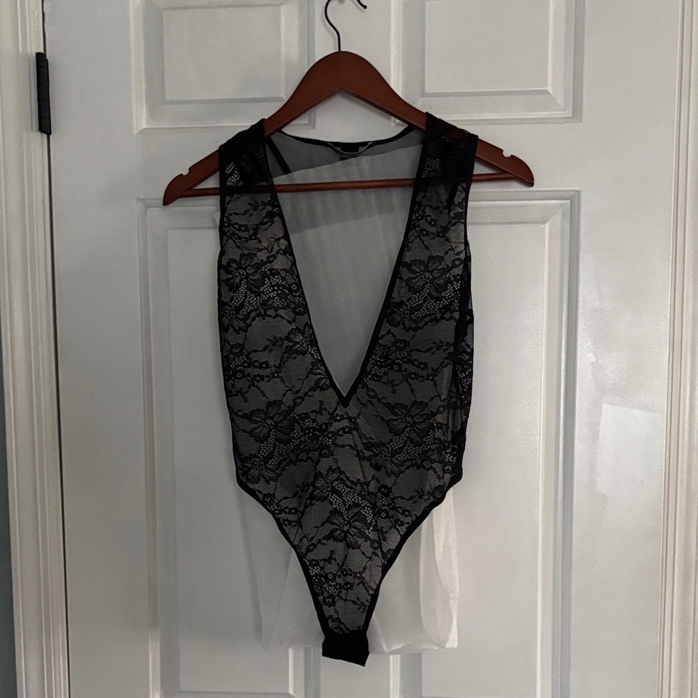 Victoria Secret Elegant Black Lace Bodysuit